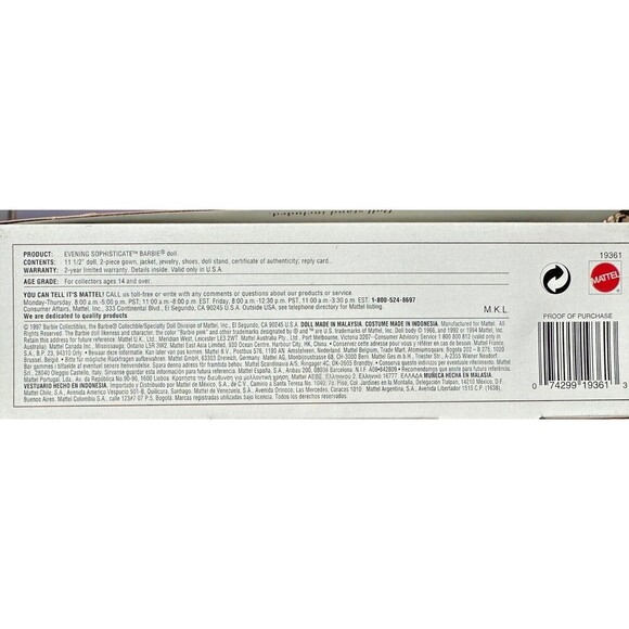 1997 Classique Evening Sophisticate Barbie Collector Edition Mattel - Picture 4 of 4